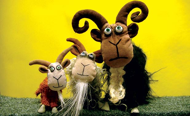 3 Billy goats gruff puppets from the Edinburgh Storytelling Festival